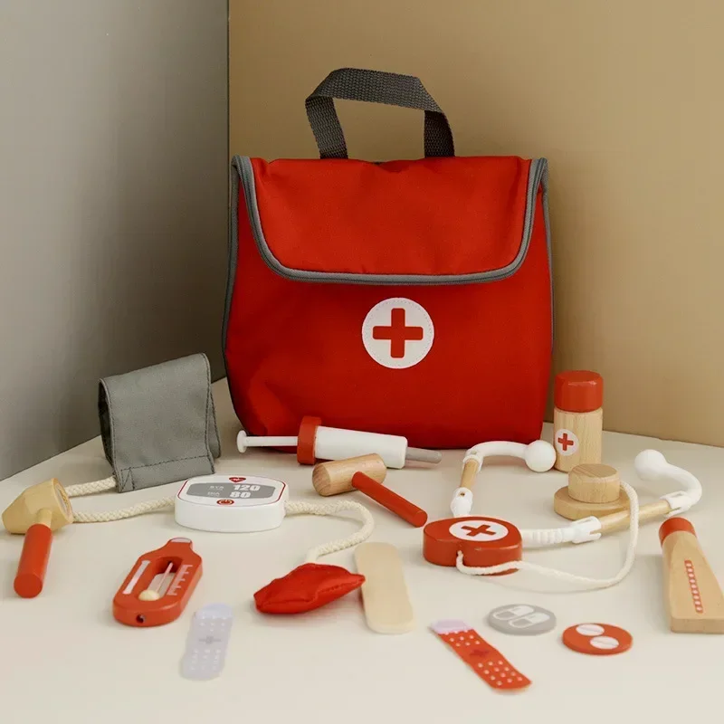 Kids Toys Doctor Set - 어린이용 나무 소꿉놀이 키트 게임, 여자아이