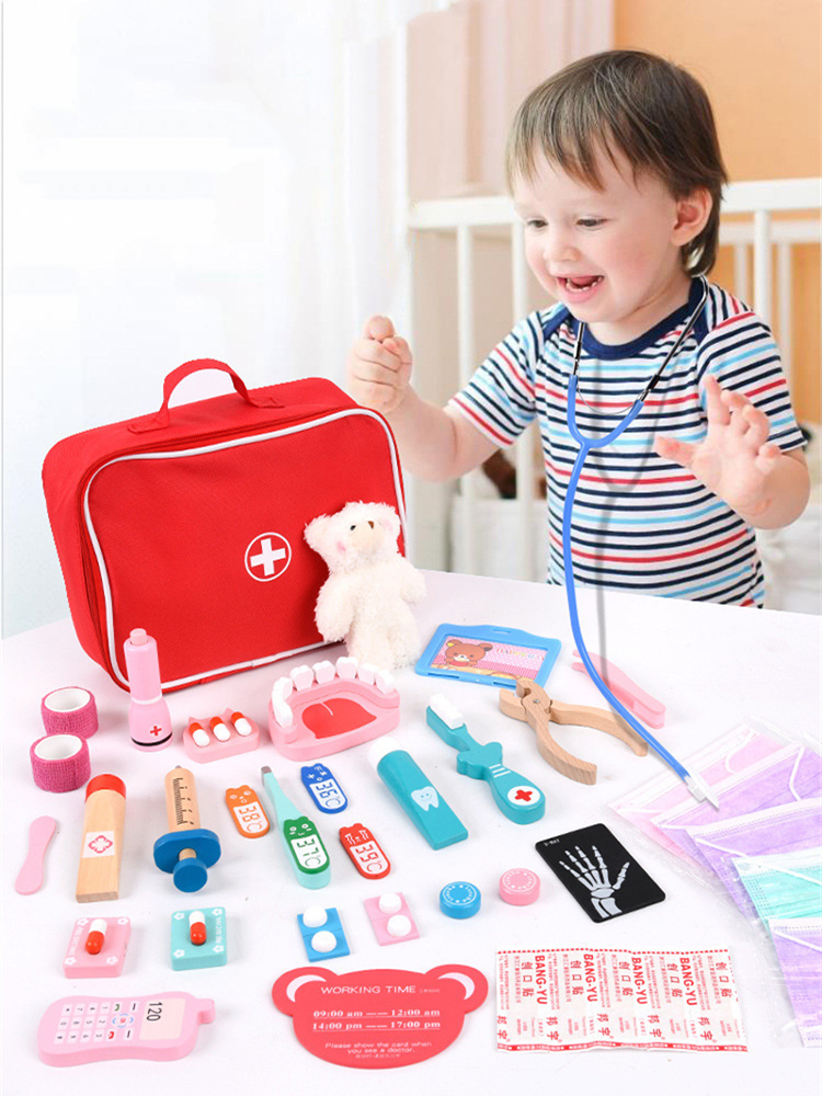 Kids Toys Doctor Set - 역할놀이 의사 장난감 나무 시뮬레이션 치과