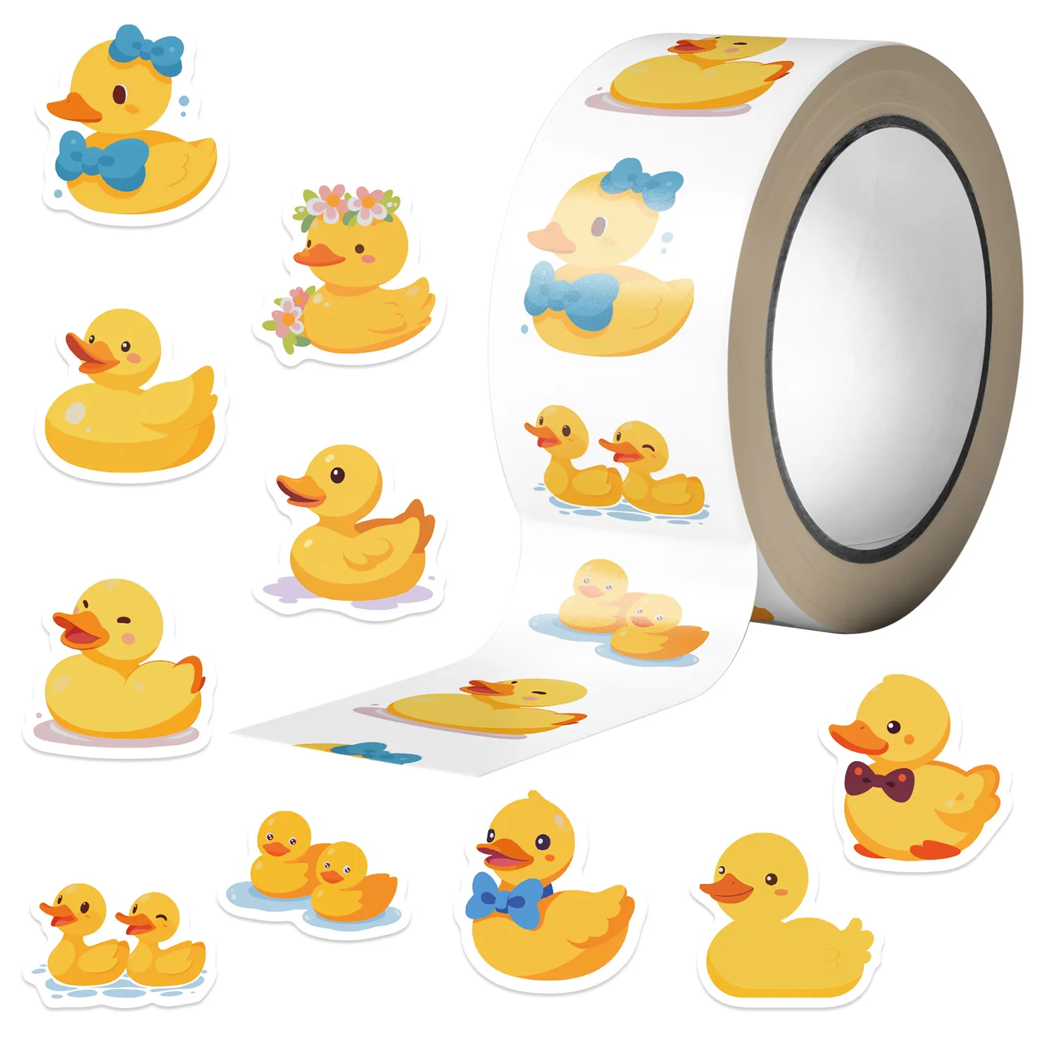 Kids Toys Yellow - 500pcs/롤 만화 노란 오리 롤 스티커