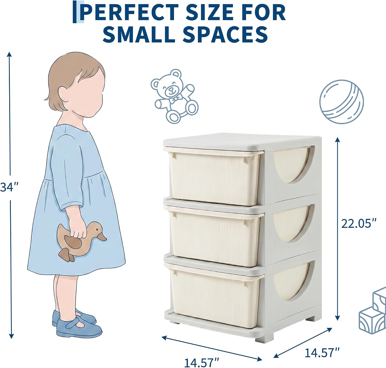 22인치 3단 PE 어린이용 수납 서랍 정리함 장난감  - Kids Toys Drawers 리뷰 및 가격