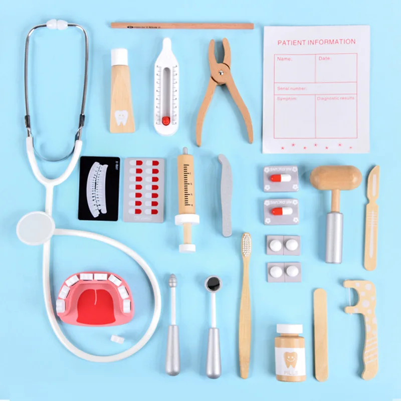 새로운 어린이 역할 놀이 목재 의사 놀이 교육용 장난감 - Kids Toys Doctor Set 리뷰 및 가격