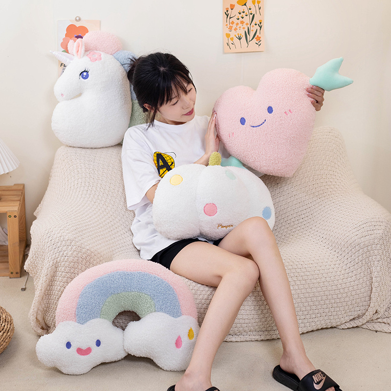 부드러운 봉제 무지개 미소 핑크 하트 호박 던지기 베개 - Unicorn Stuffed Toy 리뷰 및 가격