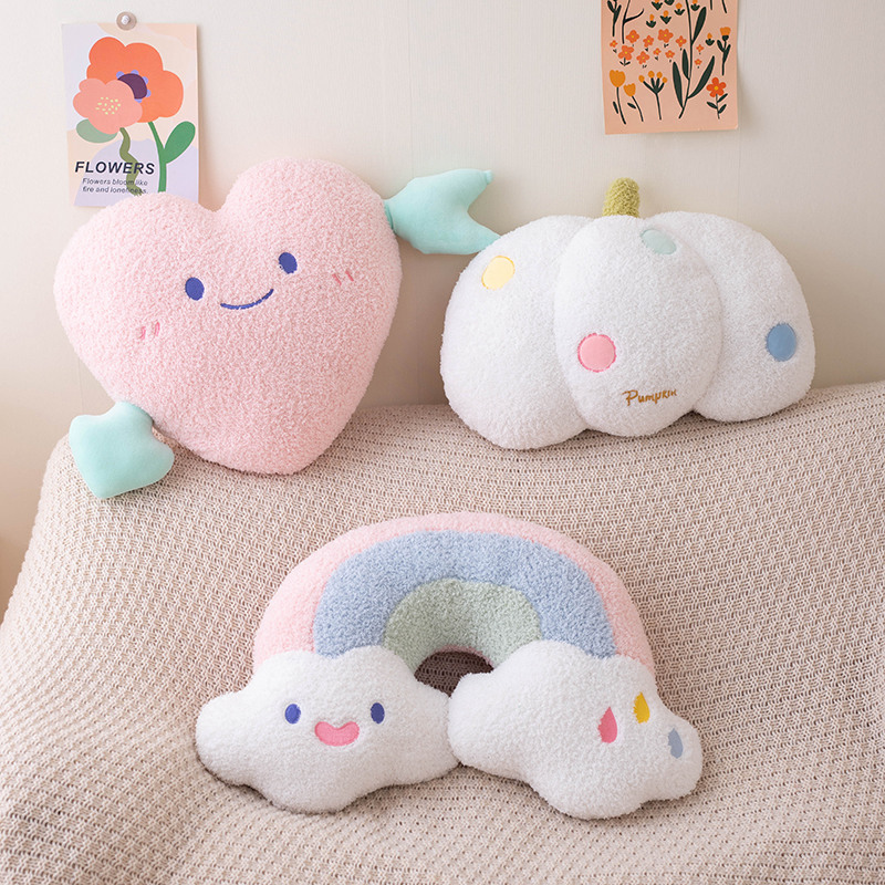 부드러운 봉제 무지개 미소 핑크 하트 호박 던지기 베개 - Unicorn Stuffed Toy 리뷰 및 가격