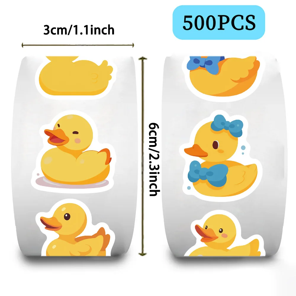 500pcs/롤 만화 노란 오리 롤 스티커 창의적인 장 - Kids Toys Yellow 리뷰 및 가격