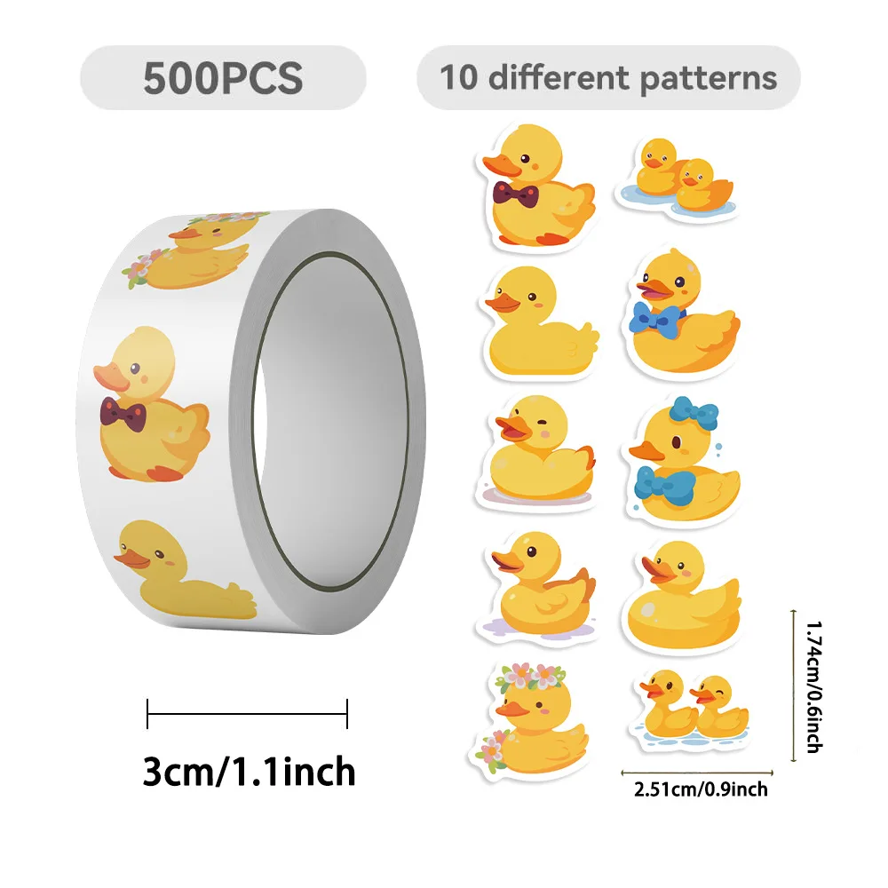 500pcs/롤 만화 노란 오리 롤 스티커 창의적인 장 - Kids Toys Yellow 리뷰 및 가격