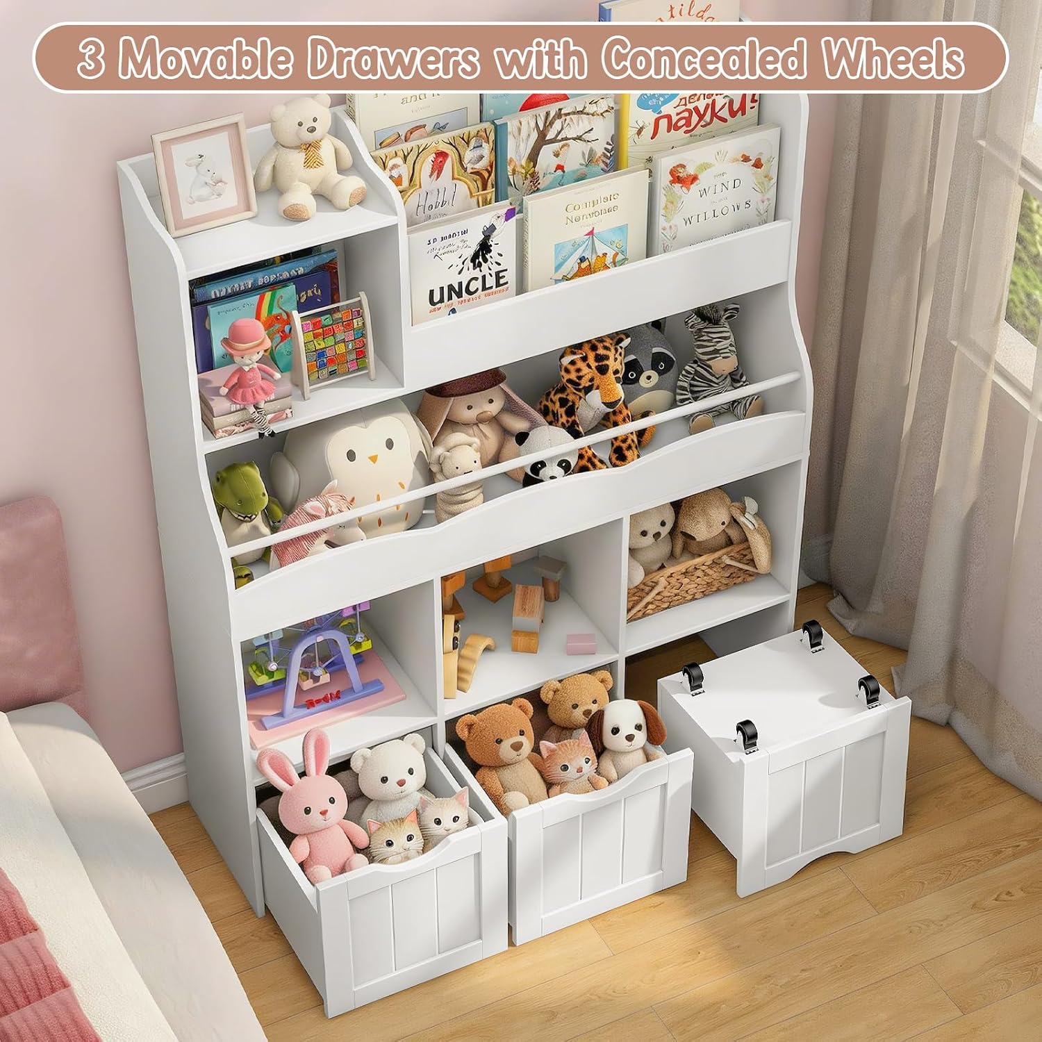 51.18인치 3단 선반 및 3개 서랍이 있는 어린이용 - Kids Toys Drawers 리뷰 및 가격