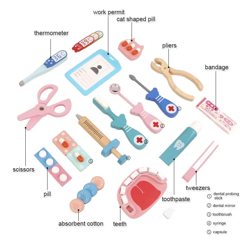 어린이용 나무 역할 놀이 의사 교육 장난감, 의료 시뮬 - Kids Toys Doctor Set 리뷰 및 가격