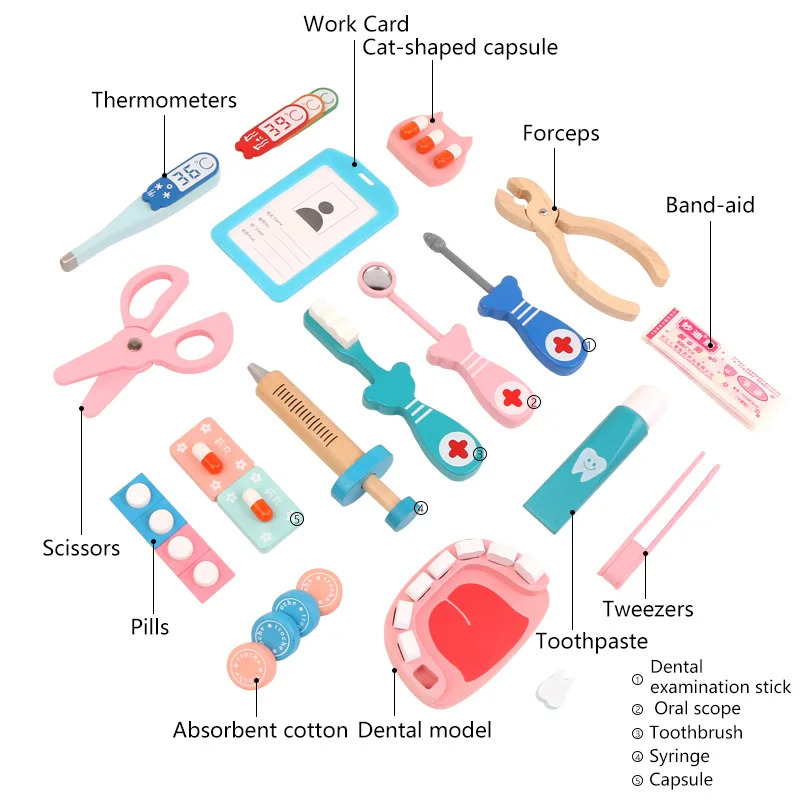 역할놀이 의사 장난감 나무 시뮬레이션 치과 검진 칫솔  - Kids Toys Doctor Set 리뷰 및 가격