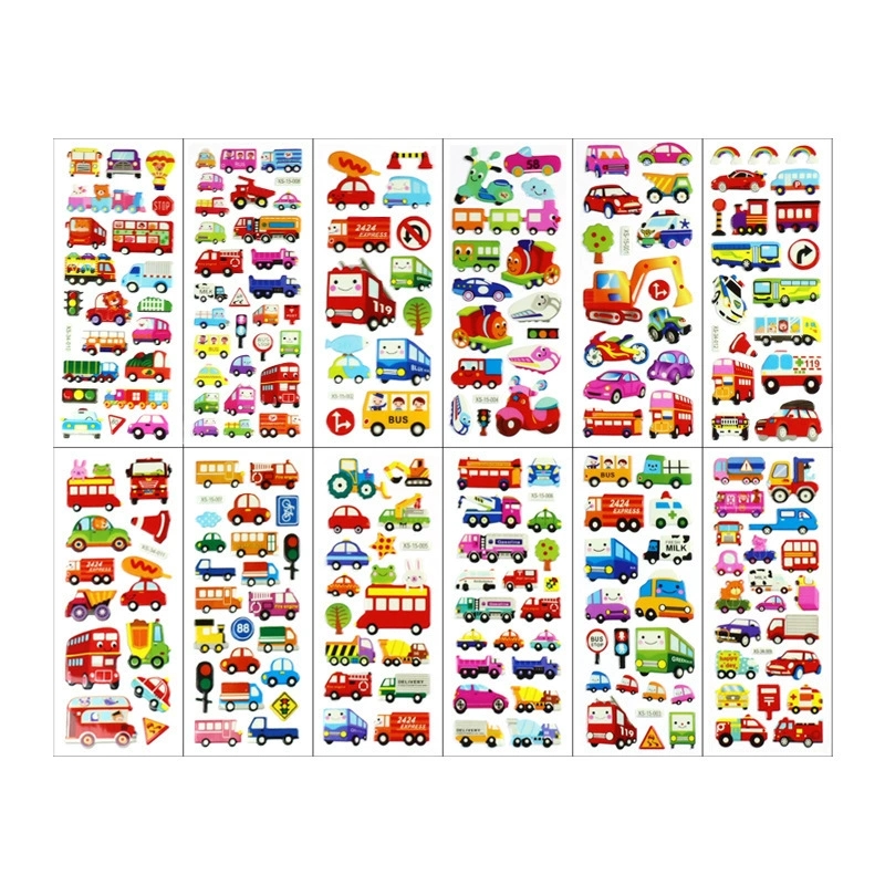 6pcs 만화 소방관 자동차 스티커 어린이 교육 장식  - Kids Toys Yellow 리뷰 및 가격